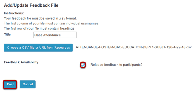 Release feedback and Post.
