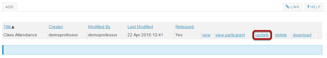 To update the feedback file, click Update.