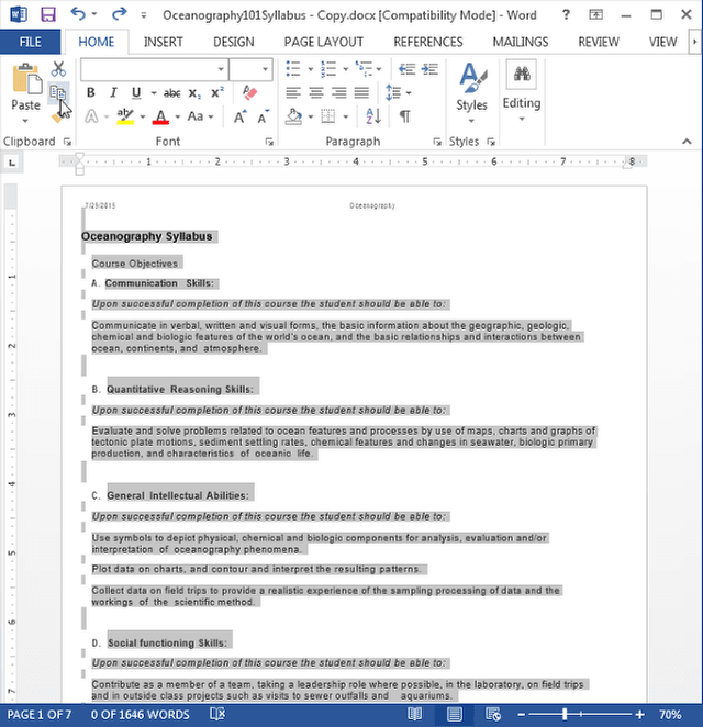 Copy the text from Word.