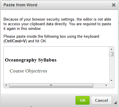 Paste the text.